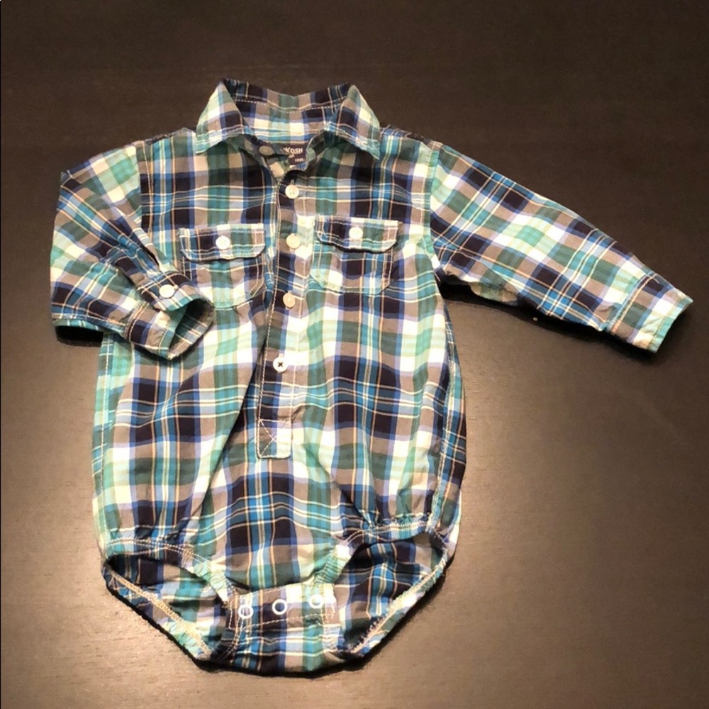 Oshkosh button down shirt- ONESIE! 18 months boy